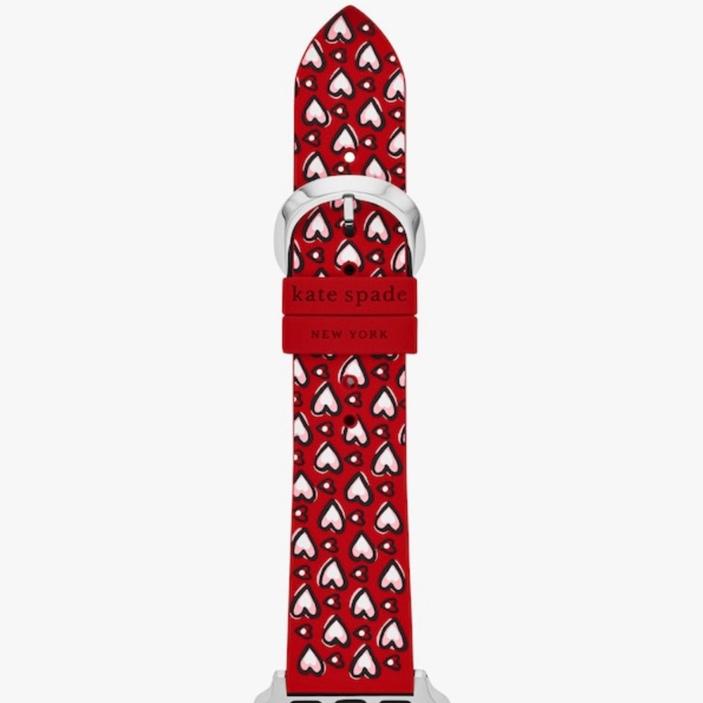 Kate Spade Red Heart Print Silicone Band for Apple & Samsung Smart Watches